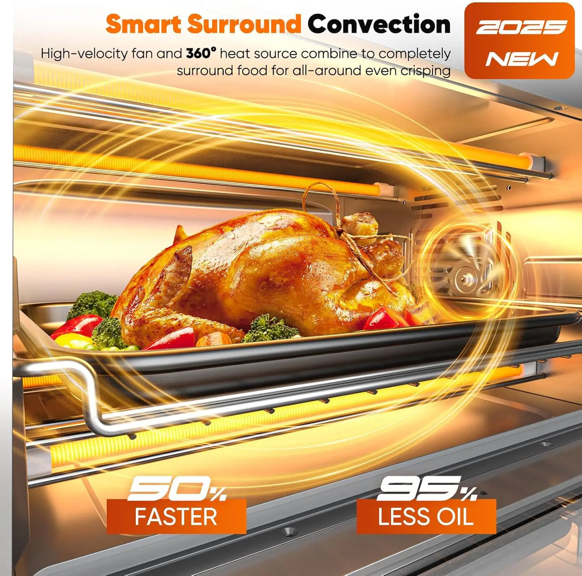 Bravo Pro 10-in-1 Air Fryer Toaster Oven, 21Qt, Stainless Steel, 50-450°F, PFAS Free