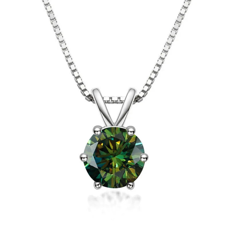 1 Carat Multi-Color D VVS1 Moissanite Pendant Necklace in 925 Sterling Silver - Fine Jewelry Gift for Weddings & Engagements