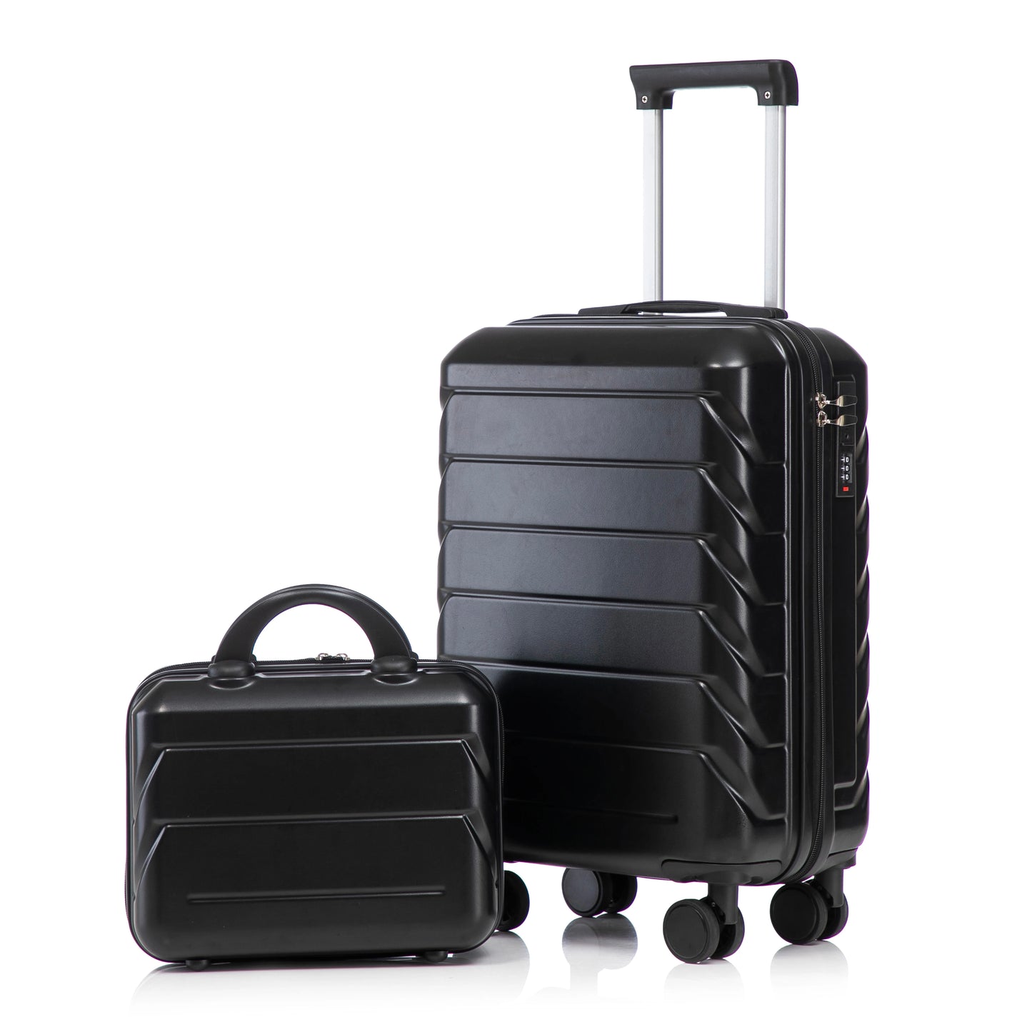 Black Friday 14"/20" 2-Piece ABS Luggage Set - Spinner Wheels Lock + 14" Cosmetic Bag