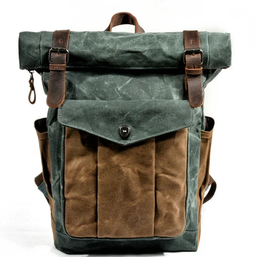 Luxury Vintage Canvas Backpacks for Men Oil Wax Canvas Leather Travel Backpack Large Waterproof Daypacks Retro Bagpack