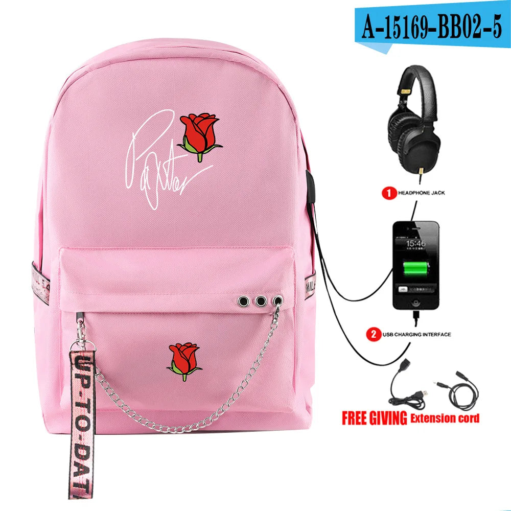 Cartoon Popular payton moormeier Student School Bags Unisex Print Oxford Waterproof Notebook Usb Rechargeable Travel Backpacks