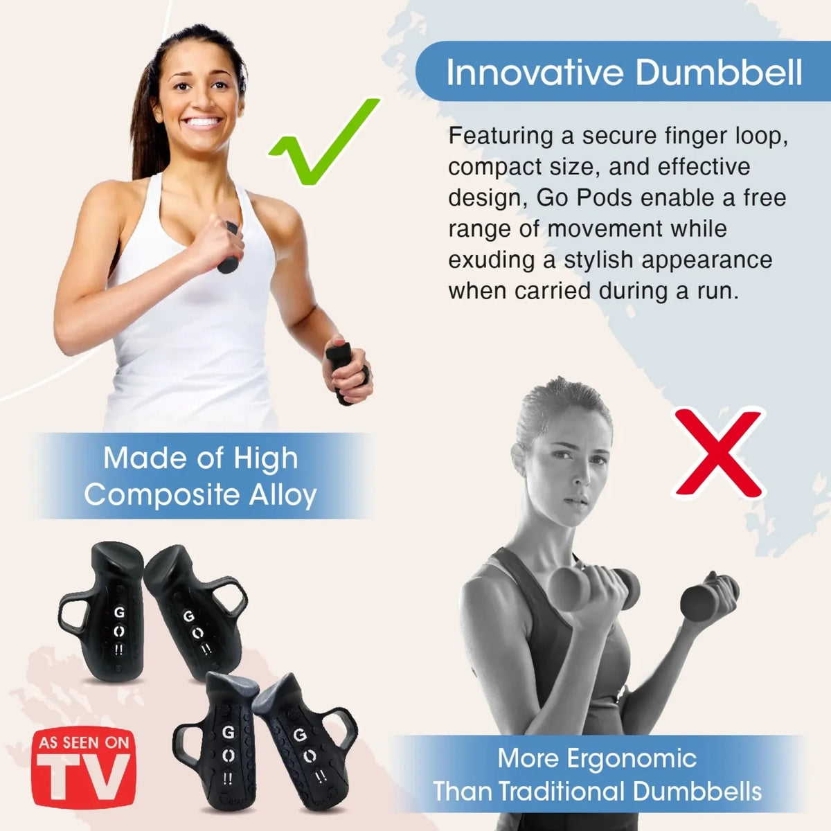 Black dumbbell set includes 1lb and 0.5lb weights, ideal for warm-ups, physical therapy and gentle exercises