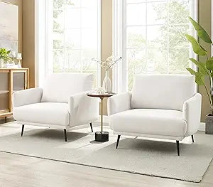 Accent Chair Set of 2,Living Room Chairs with Thick Cushion,Reading Chair for Bedroom,Mid Century Modern Accent Chairs Upholster
