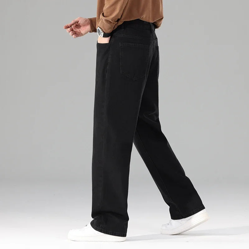 New Autumn Jeans Men Black Casual Baggy Trousers Classic Straight Comfortable Wide Denim Trousers Male Brand Clothing