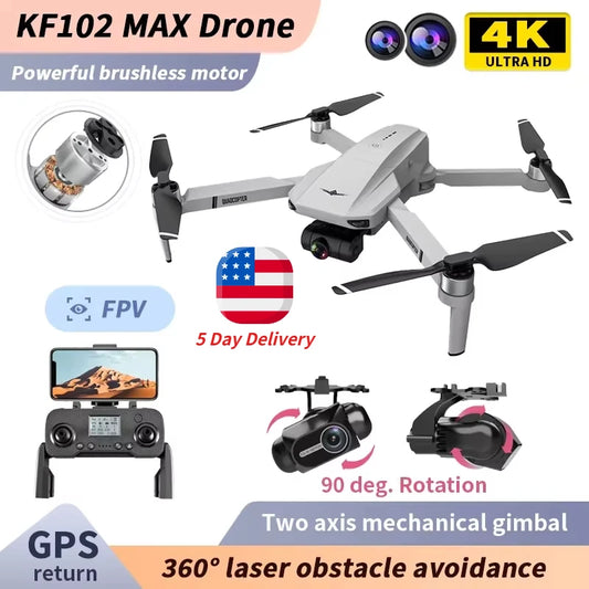 KF102 GPS Drone 4k Profesional 8K HD Camera 2 Axis Gimbal Photography Brushless Foldable Quadcopter RC Distance 1200M