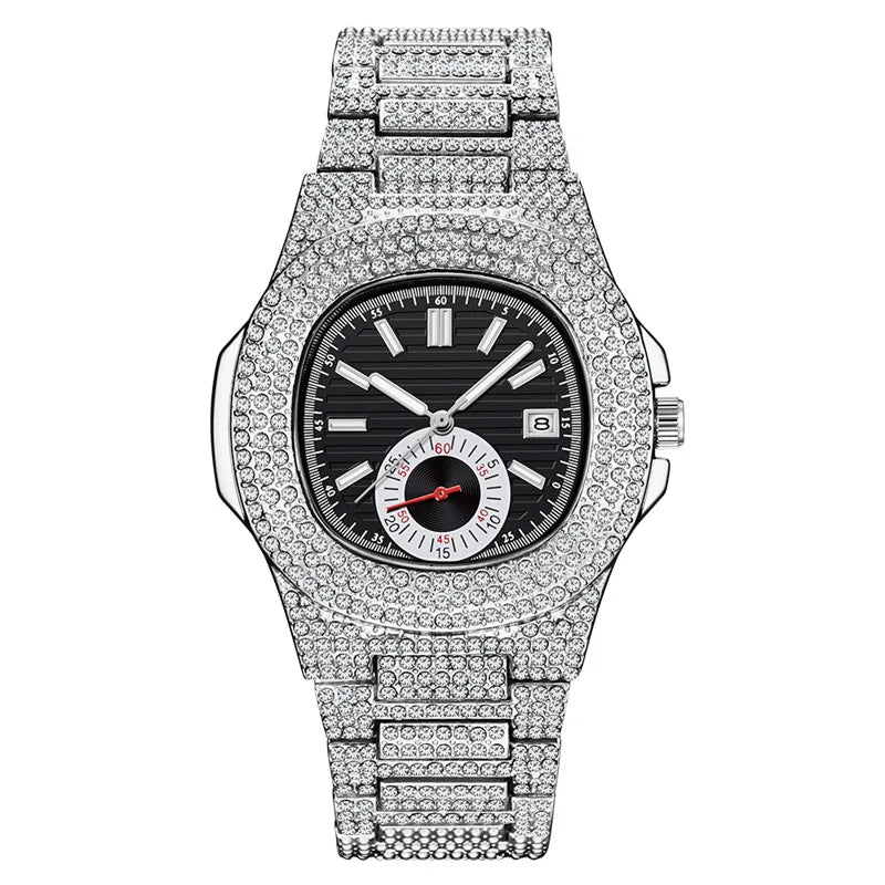 New Hip Hop Watches For Men Reloj Hombre Fashion Alloy Band Diamond Calendar Gifts Quartz Wristwatches Relogios Masculino 2024