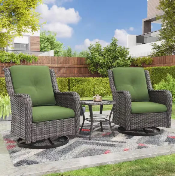 Wicker Patio Conversation Set with Cushions,Modern and chic bistro table set integrate with outdoor/indoor living space
