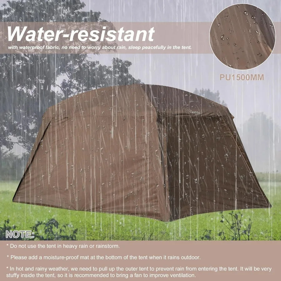 8-10 Person Camping Tent with 3 Door 2 Room Large Family Cabin Tents, Double Layer Waterproof Portable Glamping Tent, Big Tents