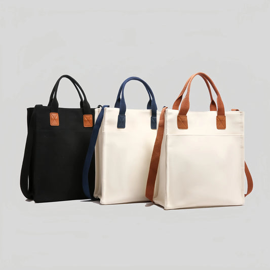 Women's Canvas Tote Bag - Large-capacity, lightweight, reusable eco-friendly shopping bag with adjustable crossbody straps-tan