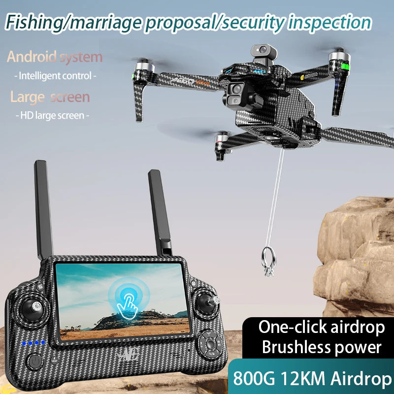 AE60 Ultra Profesional GPS Drone With 8K HD Camera 3-Axis Gimbal 5G Brushless Obstacle Avoidance RC Quadcopter Screen FPV Drones