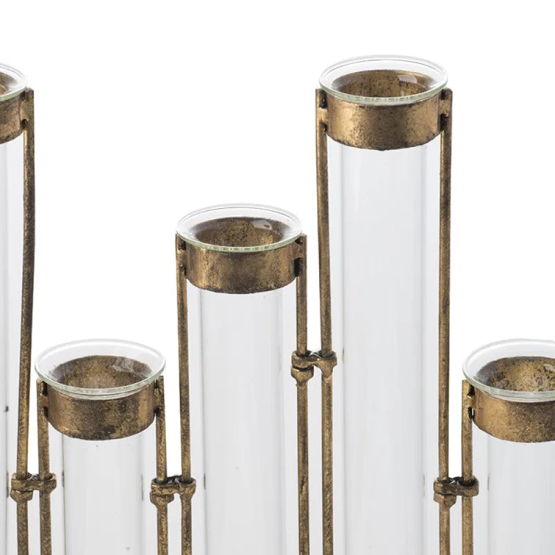 Glass Test Tube Vases Set with Gold Rim Decorative Flower Holders for Home Living Room Table Centerpiece Wedding Party Decor