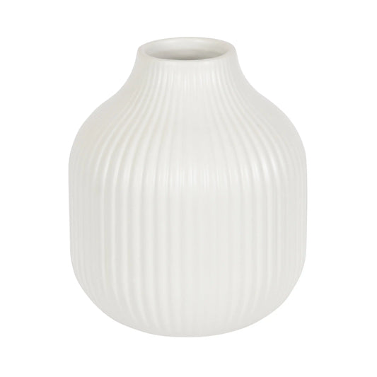Better Homes & Gardens Ribbed Ceramic Vase, 6", Cream