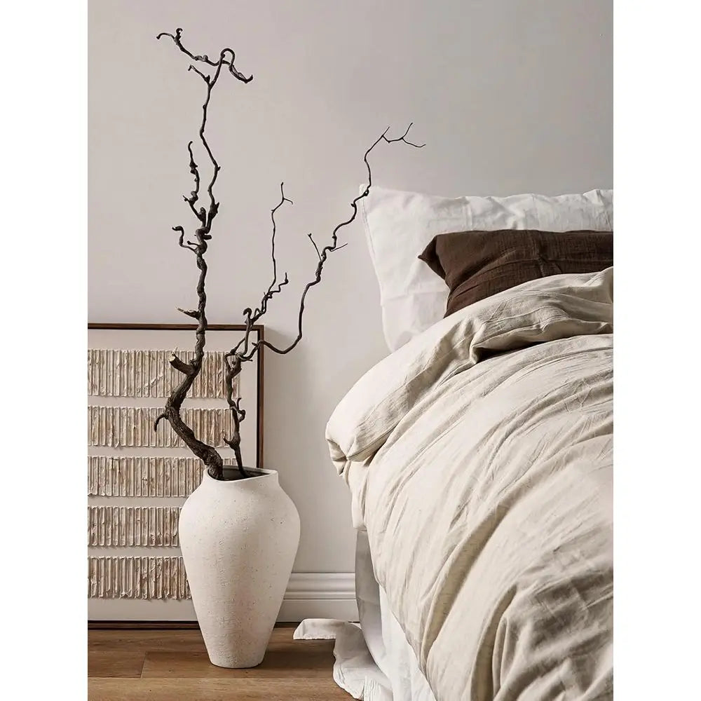 Large 13.6 Inch White Ceramic Floor Vase for Centerpieces, Living Room Decor, Farmhouse Style, Rustic Minimalist, Suitable for E