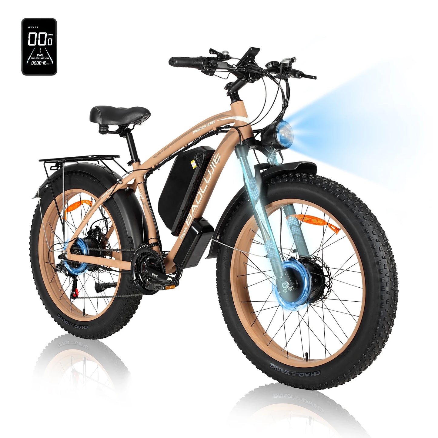 BAOLUJIE P2 3000W Ebike Mountain E-bike 52V 23AH Electric Bicycle 55KM/H Electric Bike for Adults Off-road【1 Year Warranty】