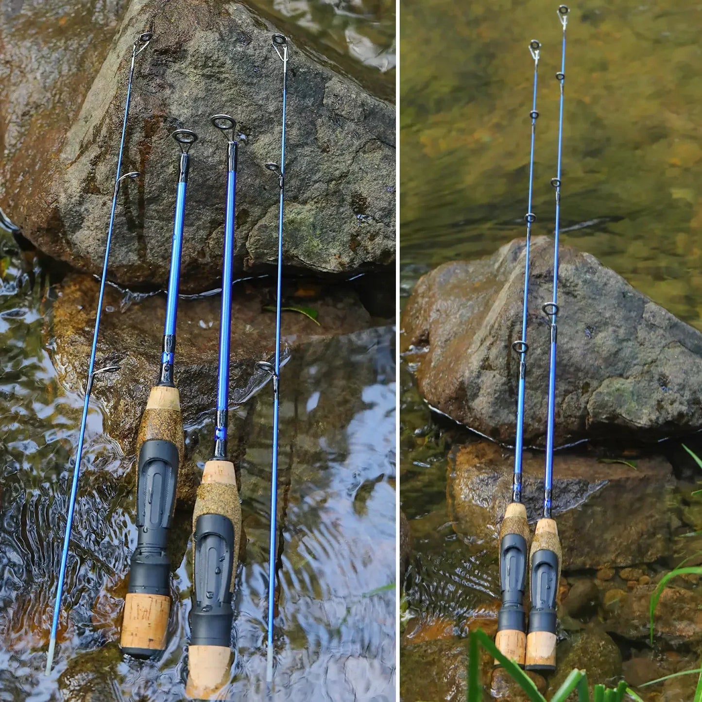 Sougayilang 63cm 71cm Winter Ice Fishing Rods 2 Sections Ultralight Portable Winter Fishing Rod Wooden Handle Spinning Rods