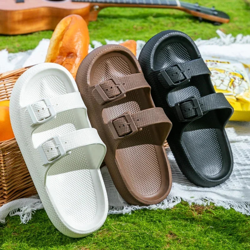 Men's Lightweight Open-Toe Slide Sandals Non-Slip Bathroom Flip Flops with Comfortable Arch Support,Trendy Casual Summer Shoes