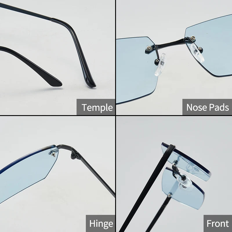 1Pc Men's Fashion Glasses New Metal Square Frameless Elegant Retro Casual Versatile Men's Decorative Suitable for Daily Outdoor