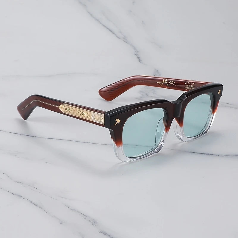 Japan Hand Made Thick Acetate Man Sunglasses  QUENTIN Sun Glasses Outdoor Square Fishing Driving Gafas Lentes De Sol Hombre