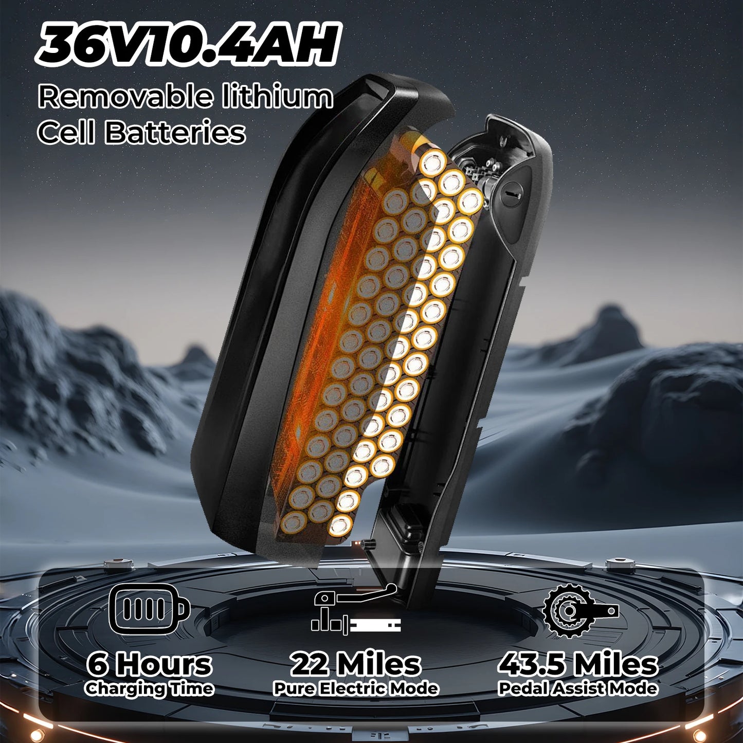 Adult electric bicycle, 26 inch electric mountain bike with detachable battery, 720W peak 36V motor, 7-speed 20MPH Ebike