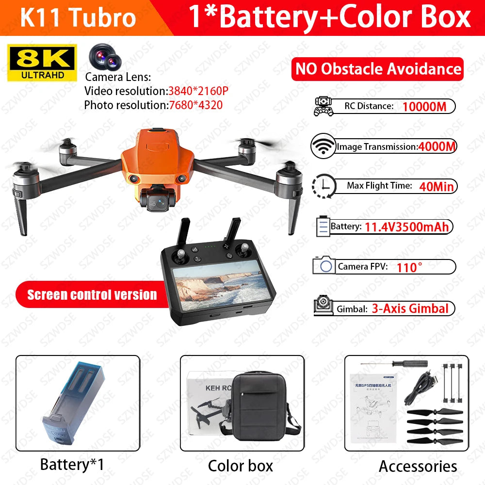 2025 K11 Tubro Drone With 8K Professional Camera GPS+Digital Image Transmission 3-axis Gimbal Anti-Shake Camera Drone RC Toy