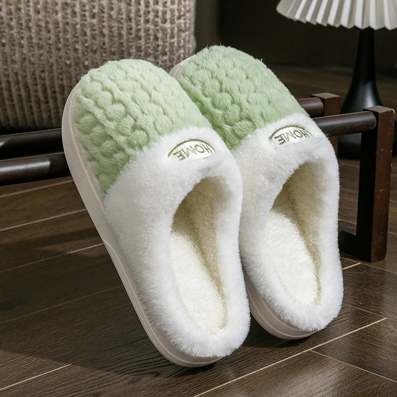 Winter Men's Home Slippers Warm Shoes Non-slip Indoor Outdoor Thick Bottom Plush Slippers For Women Casual Home Cotton Shoes