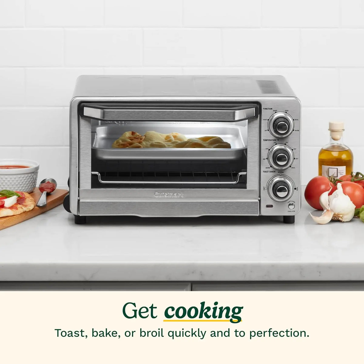 Custom Classic Toaster Oven Broiler, 1800 Watt Countertop Toaster Oven to Bake, Broil, and Toast, Non-Stick Interior,