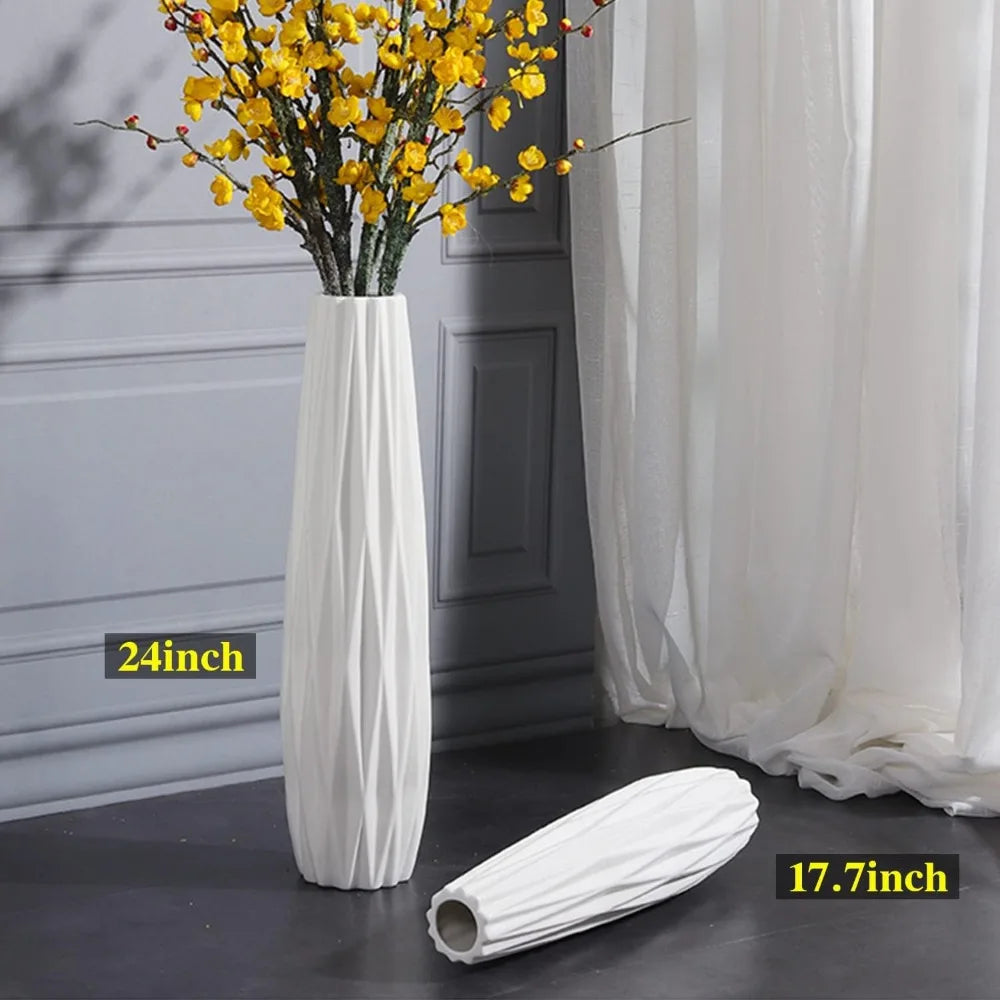 Large Decorative Ceramic Floor Vase 24 Inches Tall for Home Living Room Centerpieces, Table Decor, and Shelves