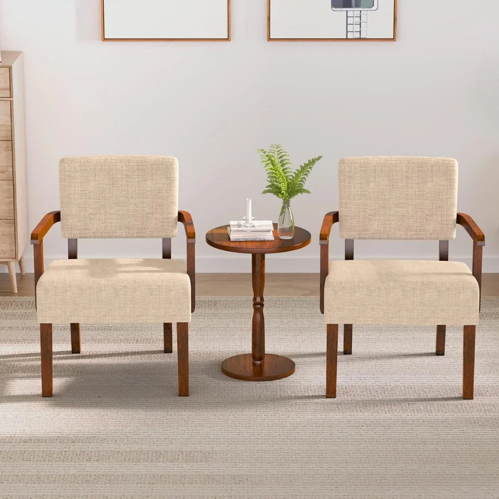 accent chair set of 2 with table, living room chairs with soft seat and armrests for living room bedroom reading room waiting ro
