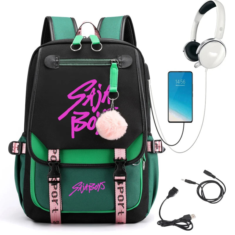 2025 New Back To School Backpack for Girls Boys Teenager KPop Demon Hunters Fashion Usb School Bags Travel Backpacks Mochila