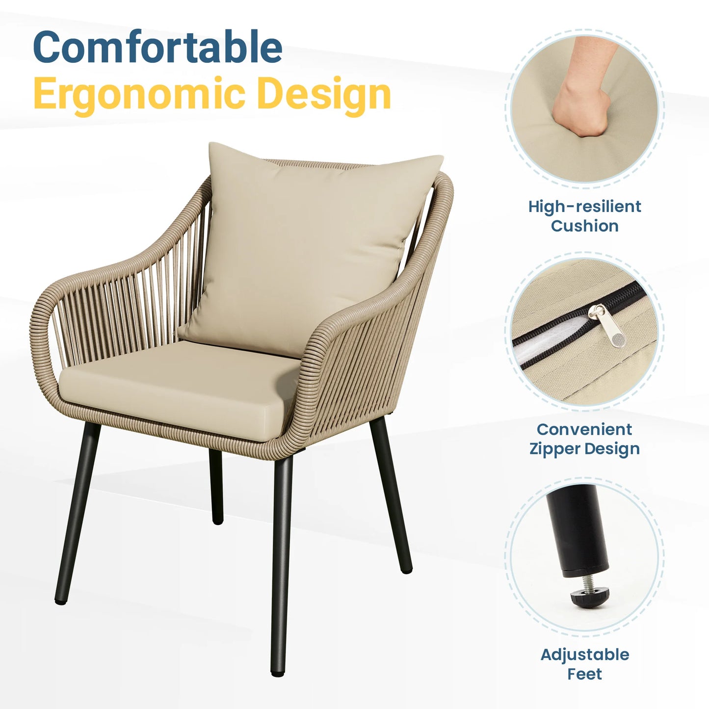 Wisteria Lane 5-Piece Patio Dining Table Set Outdoor Dining Table Chair Set with Umbrella Hole Ideal for Backyard Balcony Deck