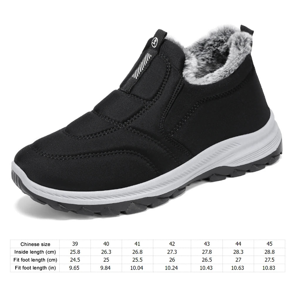 Warm Walking Shoes Non-slip Thermal Ankle Boots Comfortable Slip On Sneakers Winter Thick Fur Shoes for Outdoor Sports