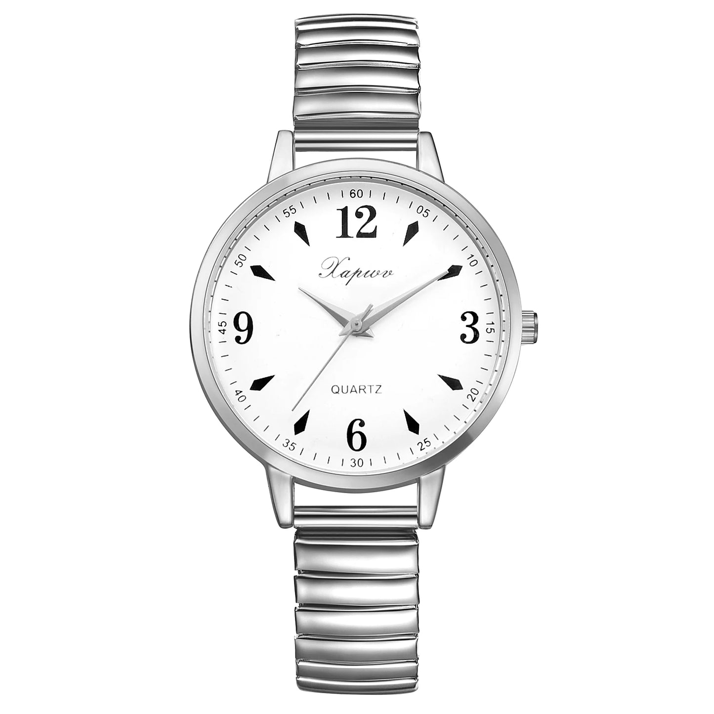 Lancardo Women's Watch with Large Dial Waterproof Digital Scale Stainless Steel Elastic Strap Exquisite Fashion Women's Watch