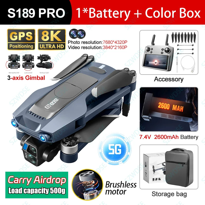 2025 New S819 GPS Drone 5G Professional 8K HD Aerial Dual Camera Screen Control 360° Obstacle Avoidance 5G WIFI RC Dron 6000M