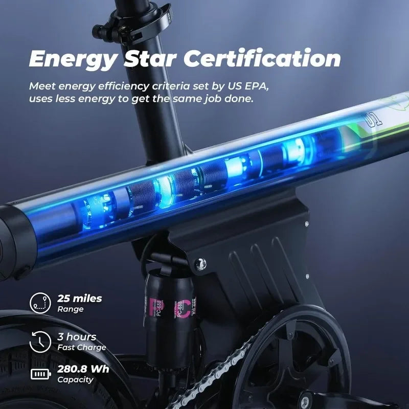 Authenticity guarantee.Adult electric bike 500W motor, 20 mph folding electric bike, 14 inch adult electric bikeUSA