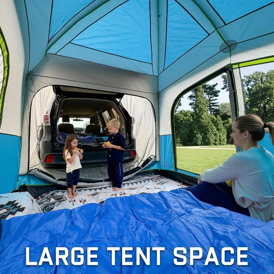 SUV Tents for Camping 6 Person Waterproof Car Family Camping Tent with Tailgate Attachment for SUV Jeep Truck with Cap Easy Set