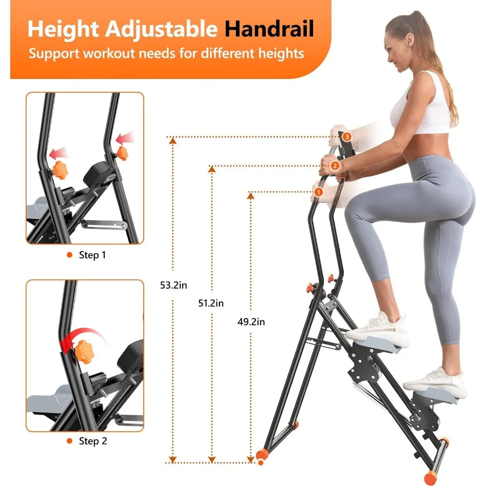 Home Cardio Exercise Vertical Climber: Upgraded Compact Stair Stepper with Adjustable Resistance for Full-Body Workouts