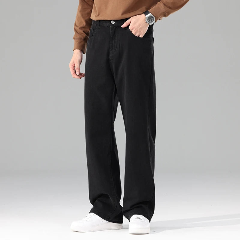 New Autumn Jeans Men Black Casual Baggy Trousers Classic Straight Comfortable Wide Denim Trousers Male Brand Clothing