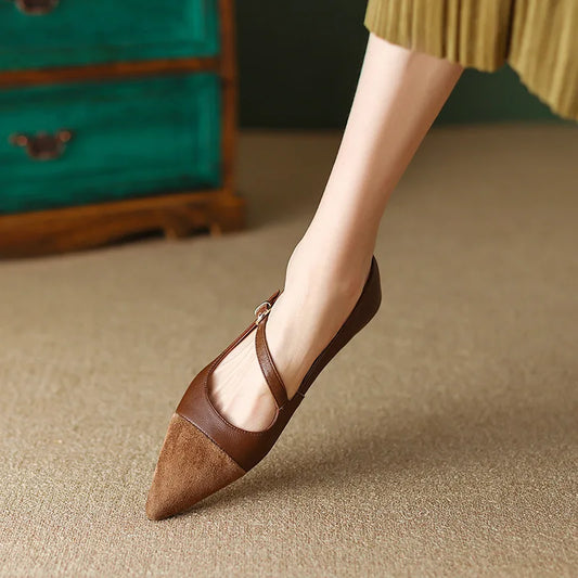 Women Flat Pumps Thin Low Heels for Women Pointed Toe Shallow Slip on Casual Work Office Female Comfort Shoes Zapatillas Mujer