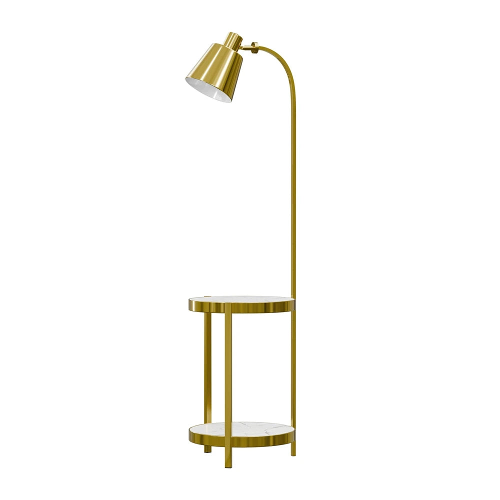 Vrygle，Contemporary Modern Creative Floor Lamp with a Rock slab Table,Suitable for Living Room,Den,Office,Bedroom - Gold Finish