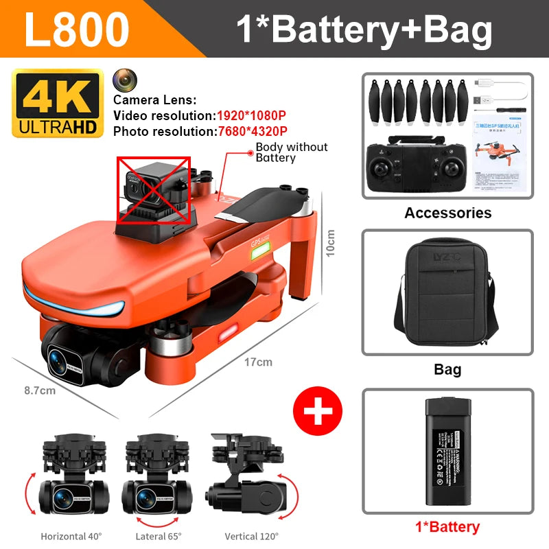 L800 PRO 2 MAX FPV Dual HD Camera Drones GPS 4K HD Dual camera 360° Laser obstacle avoidanceWith Brushless Motor RC Quadcopter