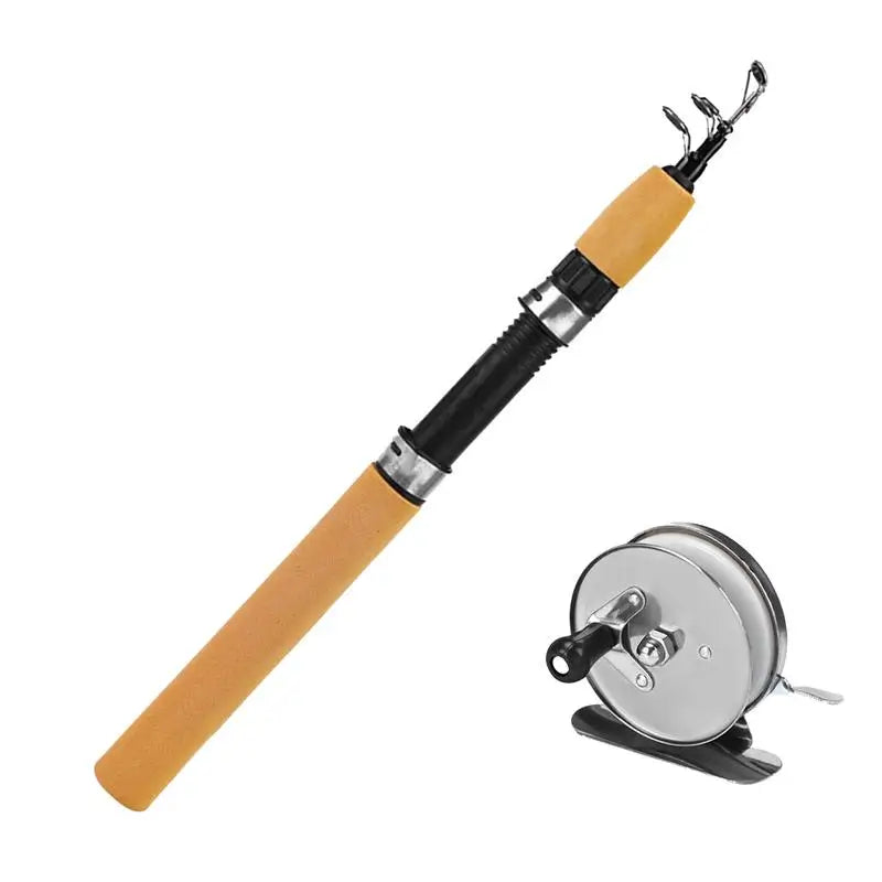 Telescopic Ice Fishing Rod With Reel Mini Fishing Rod 60 80 100CM Carbon River Shrimp Carp Fishing Pole For Winter Fishing Gears