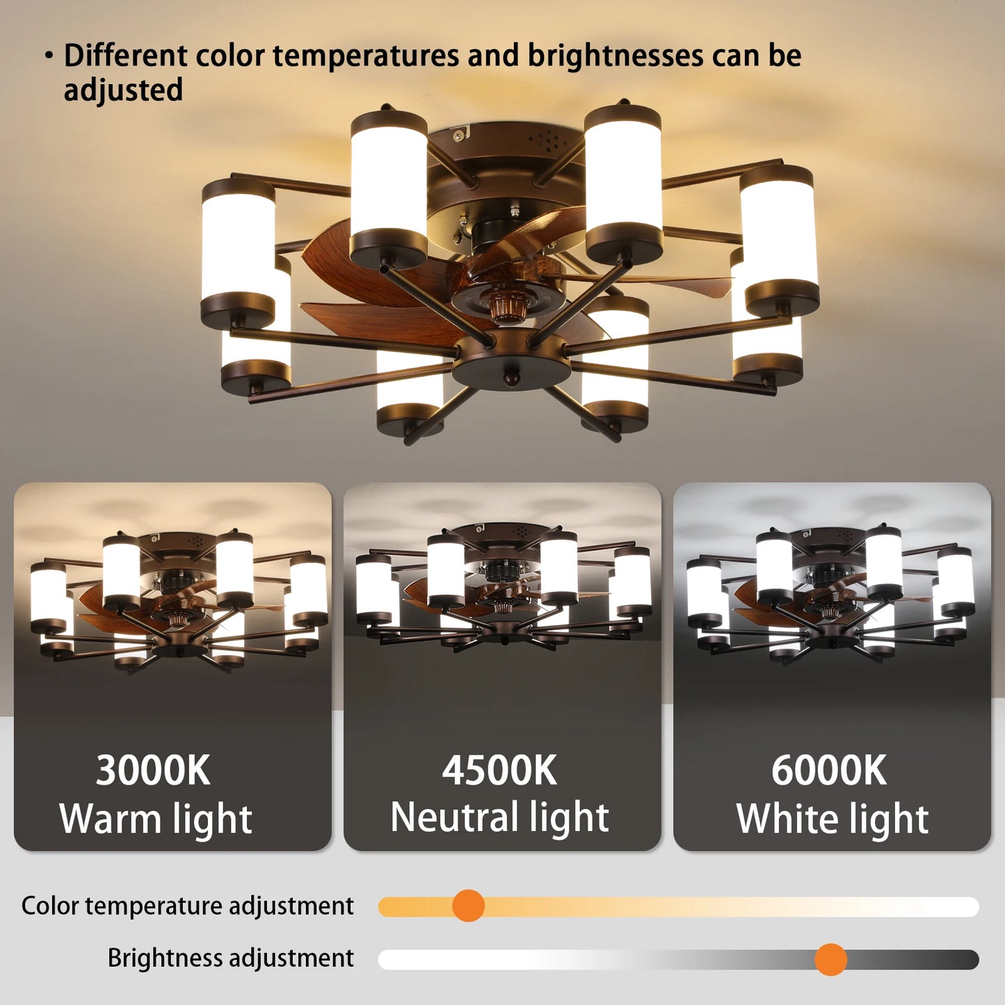 Modern Ceiling Fan with LED Light – 5-Blade Fan and Cylindrical Light Fixtures for Bedroom, Living Room, and Home Décor