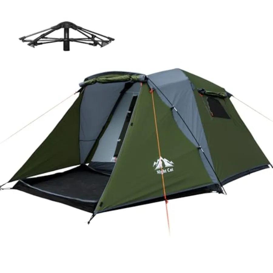 Cabin Tent with Vestibule for Outdoor Camping: 3-Person Pop-Up Design with Double Layers Easy and Quick Setup Enhanced Waterpro