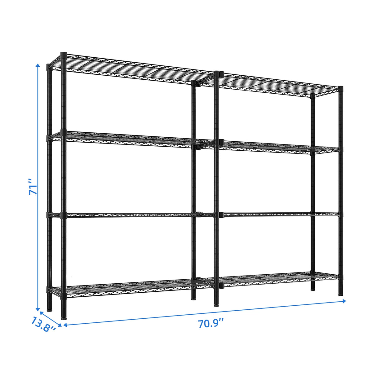 49.2"W NSF Wire Shelving Unit: Adjustable, Multi-row Storage Rack Shelves. Heavy Duty for Garage, Pantry, Kitchen.