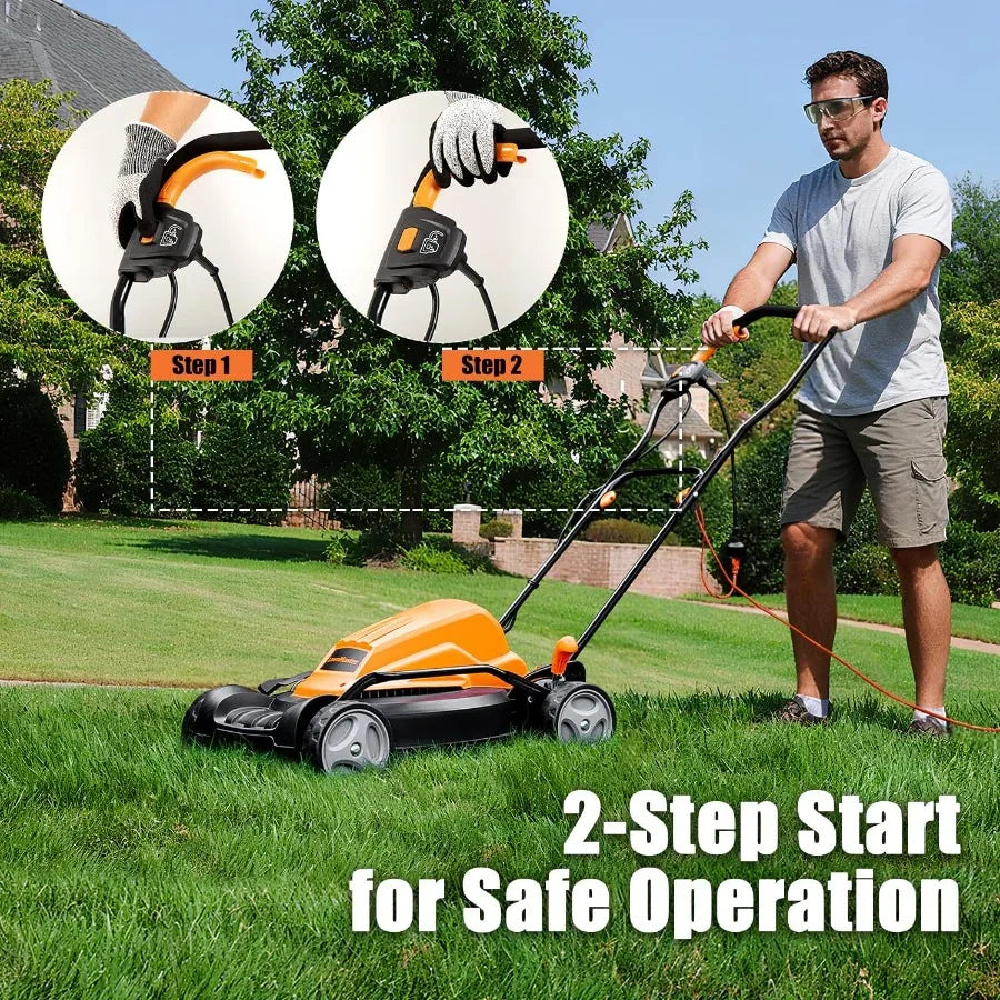 Electric Lawn Mower 12AMP 19-Inch ME1218X.01 for Efficient and Powerful Grass Cutting in Residential Backyard Landscaping Ideal