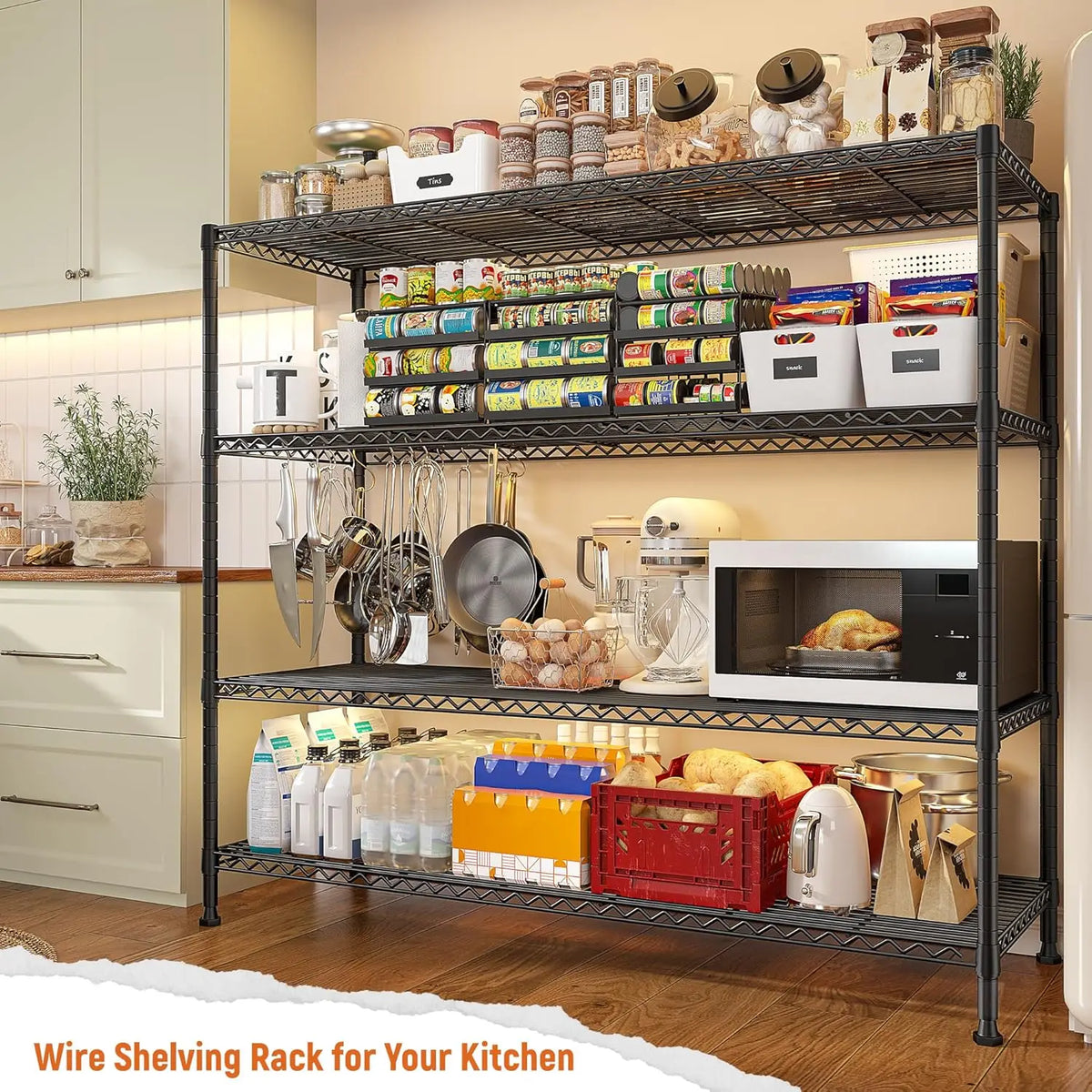 Storage Shelves 45.3''W Wire Shelving Unit 4 Tier Metal Shelves for Storage Rack Metal Shelving 45.3''W*63''H*17.7" D