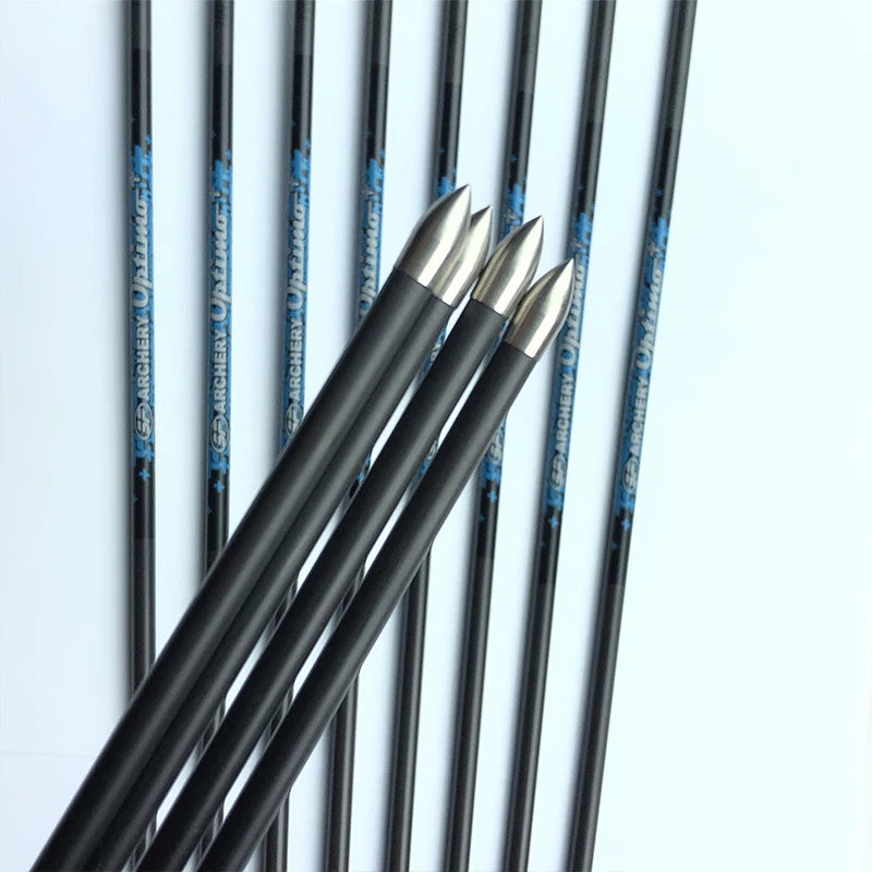 12Pcs Carbon Arrows Archery SP600-900 30'' ID4.2mm 3" Turkey Fearther Vanes 80gr for Recurve Bow Hunting