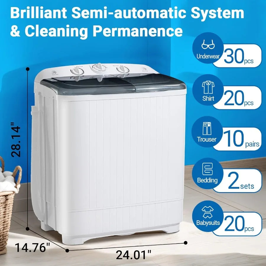 2in1 Portable Washing Machine 13lbs Wash 9lbs Spin Capacity Compact Mini Washer and Dryer Combo Portable Washing Machines for A