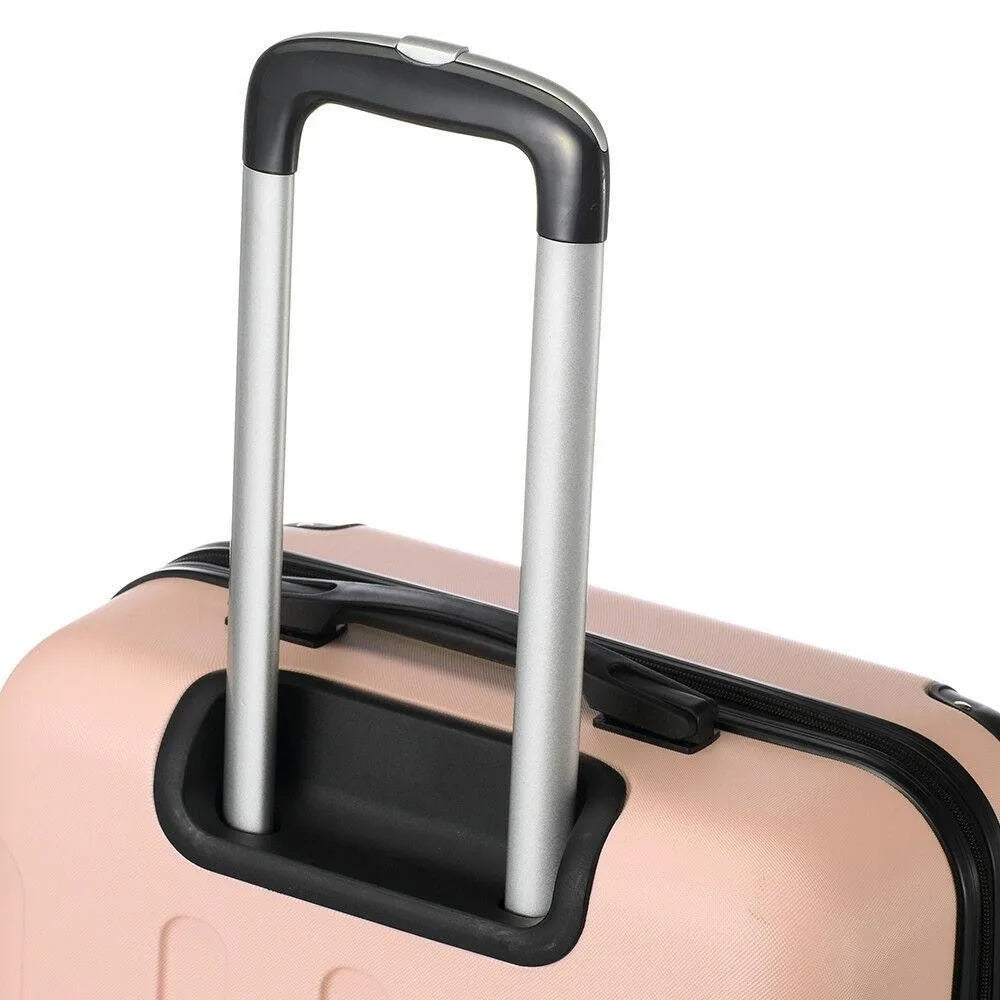 3 Piece Hardshell 20" 24" 28" Suitcase Set with Spinner Wheels Luggage Rose Gold