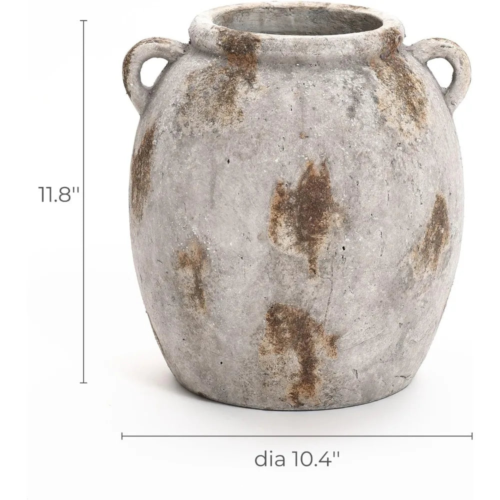 Ceramic Flower Vase12'' Mottled Brown and White Vase for Living Room Decor Jug Terracotta Vases with Handles Home Décor Accents
